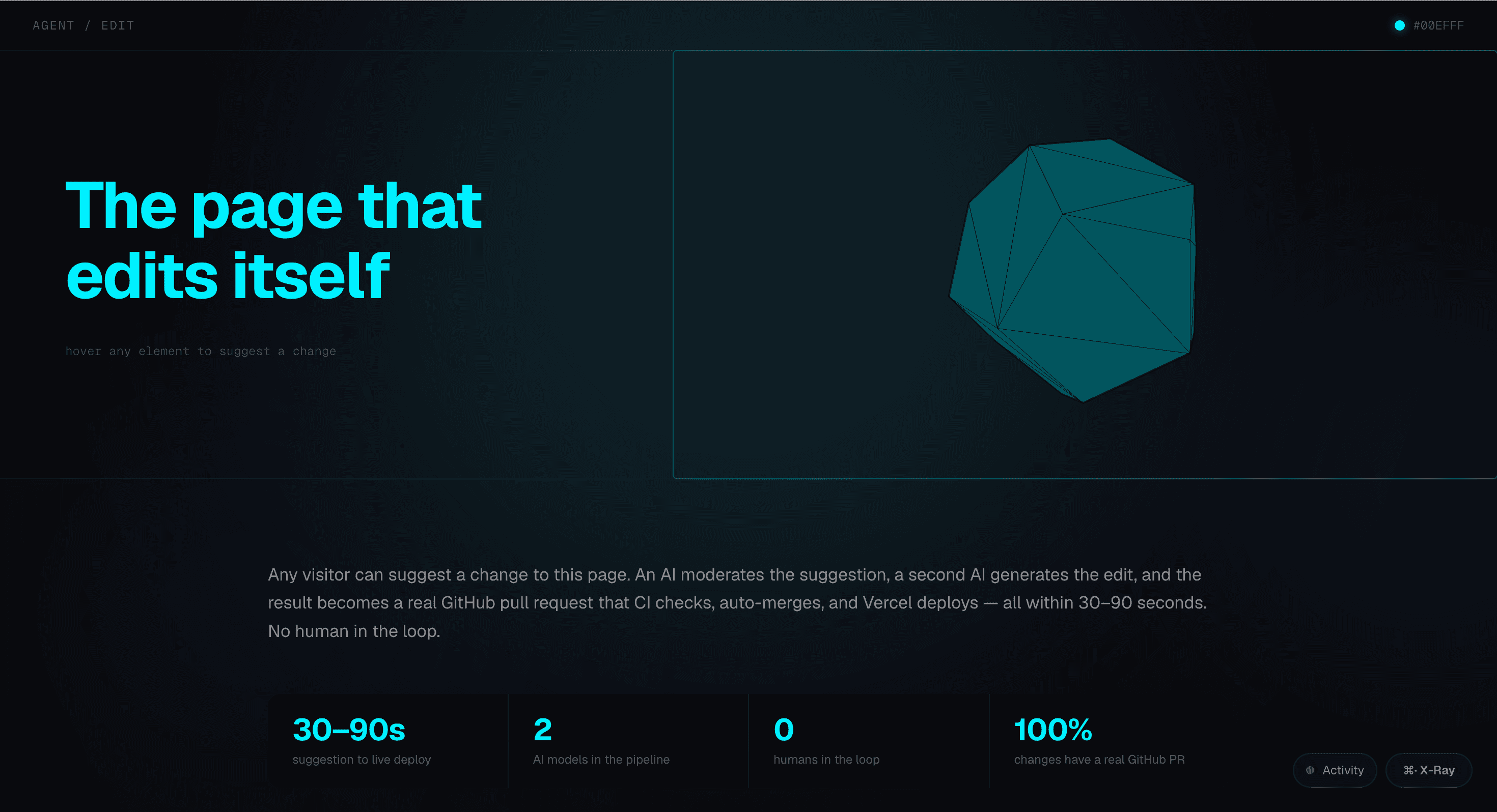 Self-Editing Site interface where a visitor proposes a content change